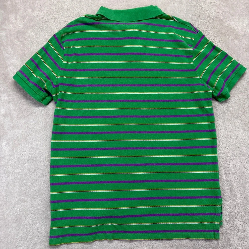 Polo by Ralph Lauren Green Striped Polo with Purple and Yellow Accents